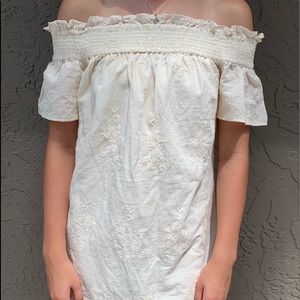 Cream Off the Shoulder Lace Dress